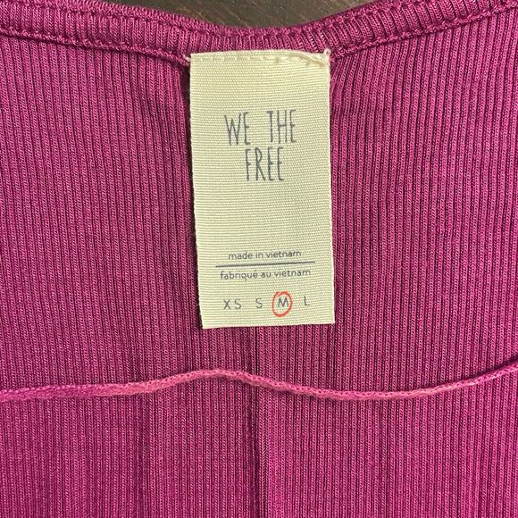 We The Free Women’s‎ Ribbed Ruffle Shirt Top Purple Free People Size Medium - Picture 2 of 5